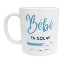 Mug Chargement bébé en cours bleu Idée cadeau futur papa ou annonce grossesse originale et humoristique