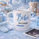 Mug Chargement bébé en cours bleu Idée cadeau futur papa ou annonce grossesse originale et humoristique