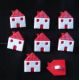 8 Boutons Maison en plastique Coloris Rouge