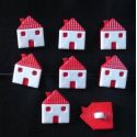 8 Boutons Maison en plastique Coloris Rouge