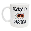 Mug Ready to Par Tea Cadeau Fun et Original avec Tasse et Lunettes Fleur Orange pour Amis, Noël et Anniversaire