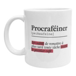 Mug Procraféiner Définition Humoristique Dictionnaire sur le Café Cadeau Fun Collègues Amis Noël Anniversaire