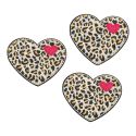 Lot 3 écussons thermocollants Cœurs Léopard Patch mode 4,50 x 5 cm