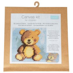 Canevas enfant Panda 17x17 cm Kit créatif broderie laine aiguille plastique activité manuelle ludique dès 5 ans