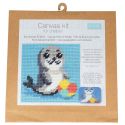 Canevas enfant Otarie 17 x 17 cm Kit créatif broderie laine aiguille plastique activité manuelle ludique dès 5 ans