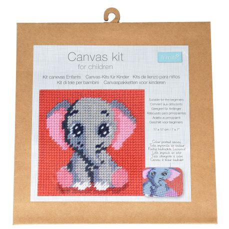 Canevas enfant Panda 17x17 cm Kit créatif broderie laine aiguille plastique activité manuelle ludique dès 5 ans