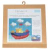 Canevas enfant Bateau 17 x 17 cm Kit créatif broderie laine aiguille plastique activité manuelle ludique dès 5 ans