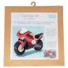 Canevas enfant Moto 17 x 17 cm Kit créatif broderie laine aiguille plastique activité manuelle ludique dès 5 ans