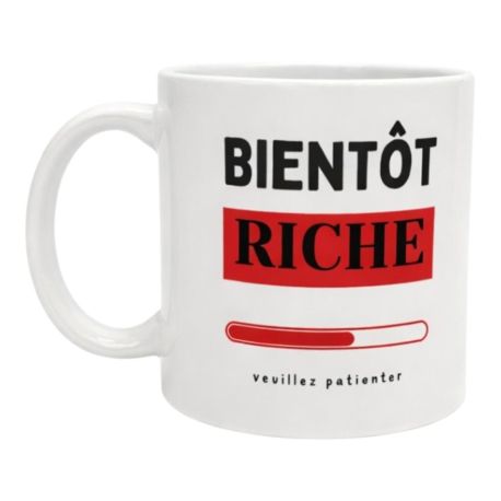 Mug Bientôt riche Cadeau Fun et Motivant avec Barre de Chargement pour Amis, Collègues, Noël et Anniversaire