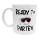 Mug Ready to Par Tea Cadeau Fun et Original avec Tasse et Lunettes Coeur Rose pour Amis, Noël et Anniversaire