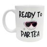 Mug Ready to Par Tea Cadeau Fun et Original avec Tasse et Lunettes Coeur Rose pour Amis, Noël et Anniversaire