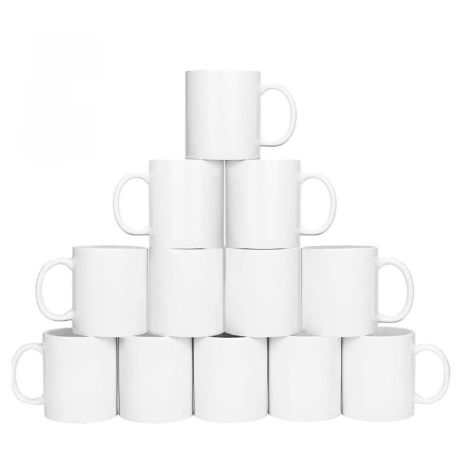 Lot de 12 tasses vierges blanches à personnaliser 48 Mugs 325 ml sublimation en boite individuelle