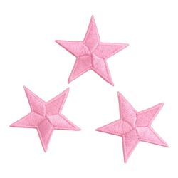 Patch Ecusson Thermocollant 3 x Etoile Coloris Rose Clair 3 x 3 cm