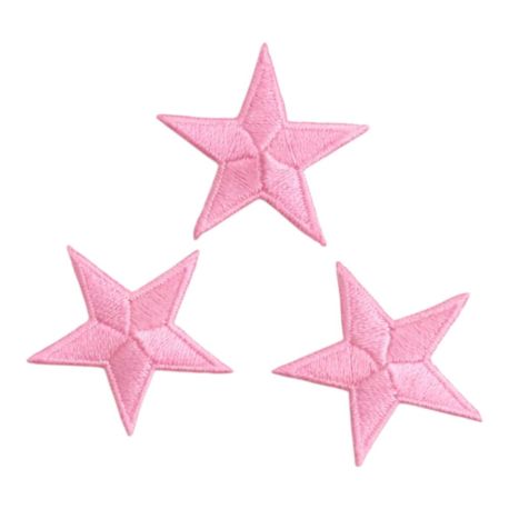 Patch Ecusson Thermocollant 3 x Etoile Coloris Rose Clair 3 x 3 cm