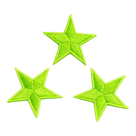 Patch Ecusson Thermocollant 3 x Etoile Coloris Fluo Vert 3 x 3 cm