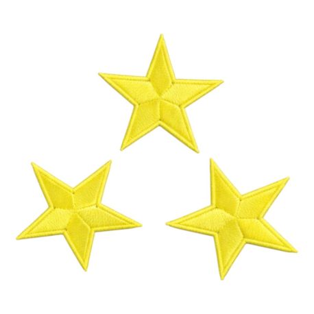 Patch Ecusson Thermocollant 3 x Etoile Coloris Fluo Jaune 3 x 3 cm