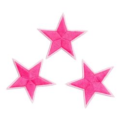 Patch Ecusson Thermocollant 3 x Etoile Coloris Fluo Rose 3 x 3 cm
