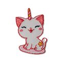 Patch Ecusson Thermocollant Chaton Licorne Sourire 3 x 3,50 cm