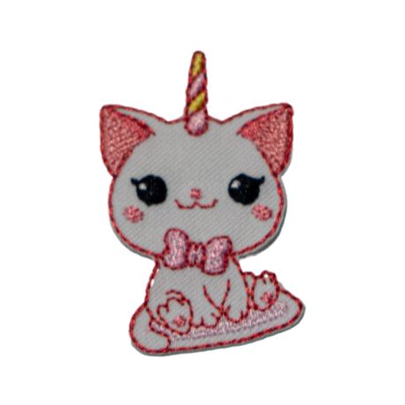 Patch Ecusson Thermocollant Chaton Licorne Noeud papillon 2,50 x 3,50 cm