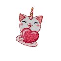 Patch Ecusson Thermocollant Chaton Licorne Coeur 3 x 3,50 cm