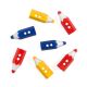 Lot de 7 - Bouton Crayon Jaune Rouge Bleu 20 mm Plastique