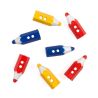 Lot de 7 - Bouton Crayon Jaune Rouge Bleu 20 mm Plastique