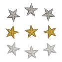 Lot de 9 - Patch Écusson Thermocollant Étoile dorée Argentée Blanche 3 x 3 cm