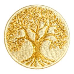 Patch Ecusson Thermocollant Arbre de vie Coloris Doré 5,50 x 5,50 cm