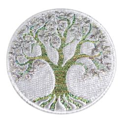 Patch Ecusson Thermocollant Arbre de vie Coloris Argenté 5,50 x 5,50 cm
