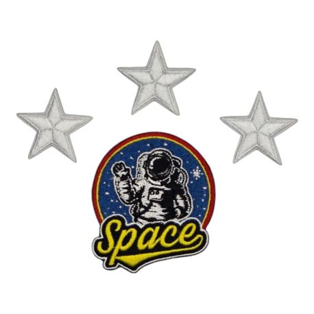 Patch Ecusson Thermocollant Astronautes et Étoiles blanches