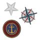Patch Ecusson Thermocollant Blason Ancre Marin Boussole Rose des vents Étoile Grise
