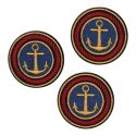 Lot de 3 - Patch Ecusson Thermocollant Blason Ancre Marine 4 x 4 cm