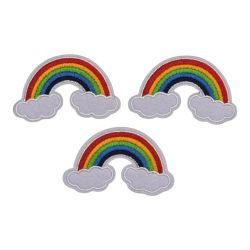 Lot de 3 - Patch Ecusson Thermocollant Arc en Ciel 3,50 x 6,50 cm