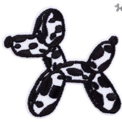 Patch Ecusson Thermocollant Chien Ballon de baudruche 5,50 x 5,50 cm Patch fun Noir et Blanc DIY