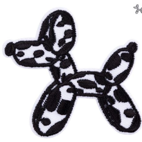 Patch Ecusson Thermocollant Chien Ballon de baudruche 5,50 x 5,50 cm Patch fun Noir et Blanc DIY