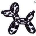 Patch Ecusson Thermocollant Chien Ballon de baudruche 5,50 x 5,50 cm Patch fun Noir et Blanc DIY