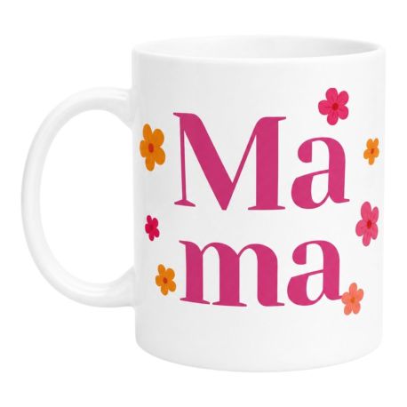 Mug Mama Fleurs Seventies – Imprimé en France Tasse Cadeau Maman Amour, Idée Cadeau Fête des Mères, Anniversaire, Noël Céramique