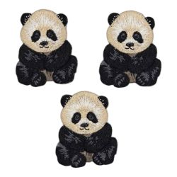 Lot de 3 - Patch Ecusson Thermocollant Panda 4,50 x 5,50 cm Mignon