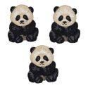 Lot de 3 - Patch Ecusson Thermocollant Panda 4,50 x 5,50 cm Mignon
