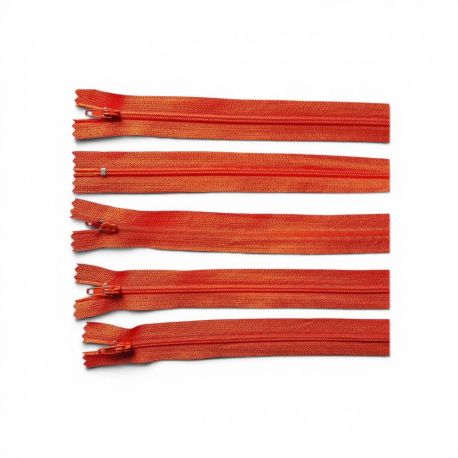 5 x Fermeture Eclair fine spirale polyester 35 cm Coloris Orange