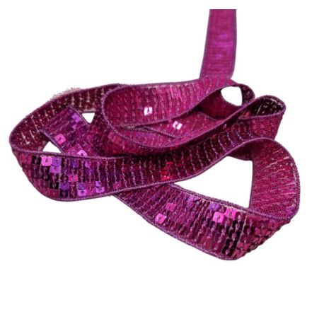 Galon Paillettes Sequins 22 mm Vendu par 2 mètres Coloris Fuchsia ruban décoratif