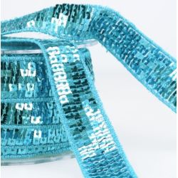 Galon Paillettes Sequins 22 mm Vendu par 2 mètres Coloris Turquoise ruban décoratif