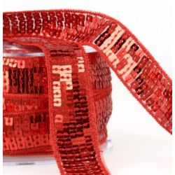 Galon Paillettes Sequins 22 mm Vendu par 2 mètres Coloris Rouge ruban décoratif