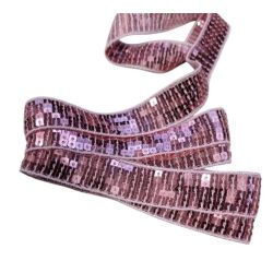 Galon Paillettes Sequins 22 mm Vendu par 2 mètres Coloris Vieux rose ruban décoratif