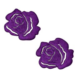 Lot de 2 - Patch Écusson Thermocollant Petite Rose Ajourée 3 x 3 cm Coloris Violet Patch brodé