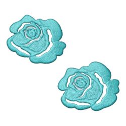 Lot de 2 - Patch Écusson Thermocollant Petite Rose Ajourée 3 x 3 cm Coloris Turquoise Patch brodé
