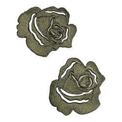 Lot de 2 - Patch Écusson Thermocollant Petite Rose Ajourée 3 x 3 cm Coloris Kaki Patch brodé