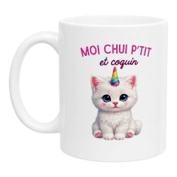 Mug Chat Licorne – Imprimé en France Tasse Kawaî Cute Café Thé Céramique Idée Cadeau Originale, Bureau Anniversaire Amis