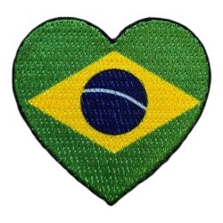Patch Ecusson Thermocollant Coeur Drapeau Brésil 4 x 4 cm patch brodé Pays