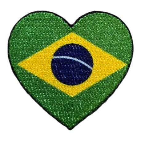 Patch Ecusson Thermocollant Coeur Drapeau Brésil 4 x 4 cm patch brodé Pays